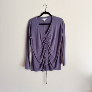 Athleta Purple Long Sleeve Center Ruche Scrunch Drawstring Shirt - Small